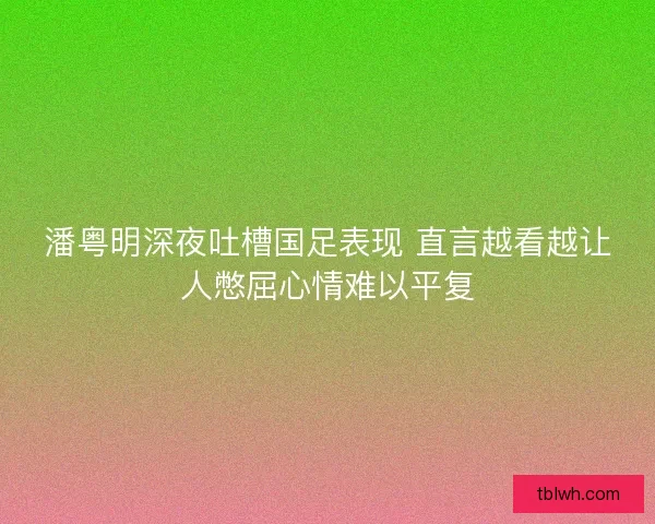 潘粤明深夜吐槽国足表现 直言越看越让人憋屈心情难以平复 潘粤明深夜吐槽国足表现 直言越看越让人憋屈心情难以平复