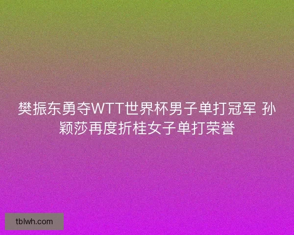樊振东勇夺WTT世界杯男子单打冠军 孙颖莎再度折桂女子单打荣誉 樊振东勇夺WTT世界杯男子单打冠军 孙颖莎再度折桂女子单打荣誉