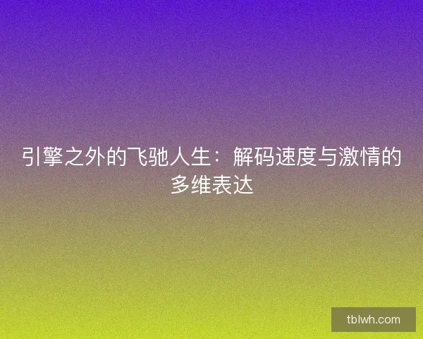 引擎之外的飞驰人生：解码速度与激情的多维表达